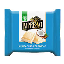 Шоколад IMPRESSO белый с миндально кокосовой начинкой ОАО Спартак 75 гр