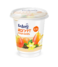 Йогурт с грушей и ванилью в полимерном стакане 2,9% 380гр Тм Беллакт