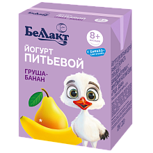 Йогурт питьевой для детей раннего возраста Груша-банан 210 гр Тм Беллакт 