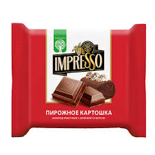 Шоколад IMPRESSO молочный с начинкой со вкусоп пирожного картошка ОАО Спартак 75 гр