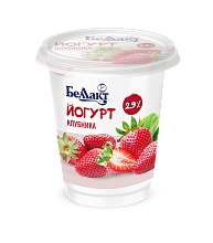 Йогурт с клубникой в полимерном стакане 2,9% 380гр Тм Беллакт