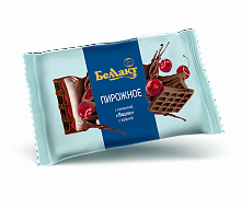 Пирожное с творогом с вишневой начинкой на вафле с какао 23% 100гр Тм Беллакт