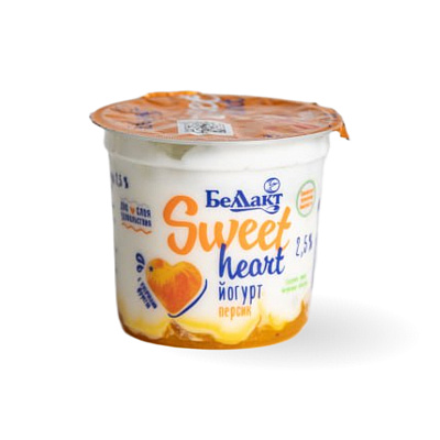 Йогурт с персиком в полимерном стакане 2,5 % 150гр Тм Беллакт