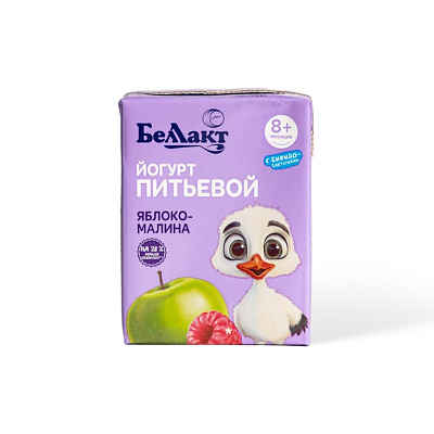 Йогурт питьевой для детей раннего возраста Яблоко-Малина 210 гр Тм Беллакт 