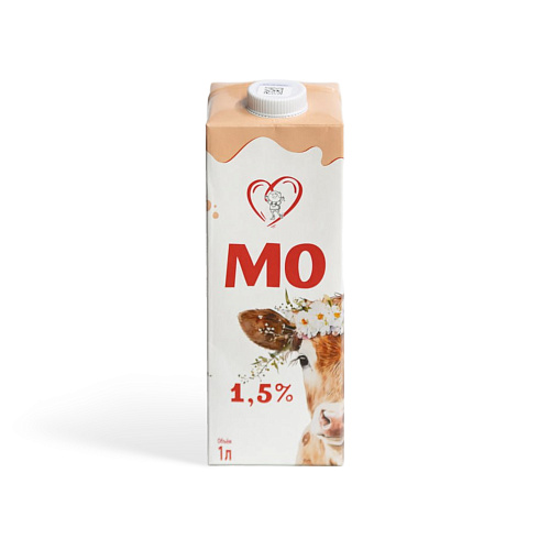 Молоко стерилизованное питьевое 1,5% ТМ Молочный Мир 1л