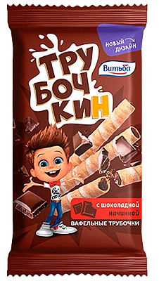 Вафельные трубочки Трубочкин с шоколадной начинкой ТМ Витьба 32г