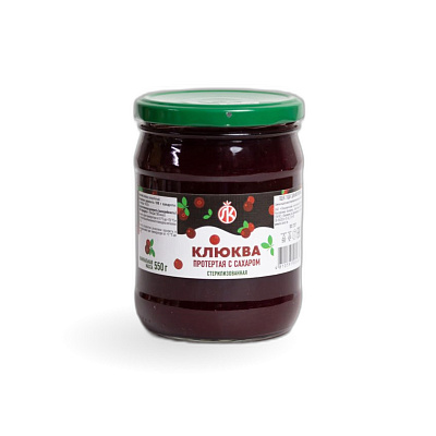 Клюква протертая с сахаром Ляховичский КЗ 550 гр 