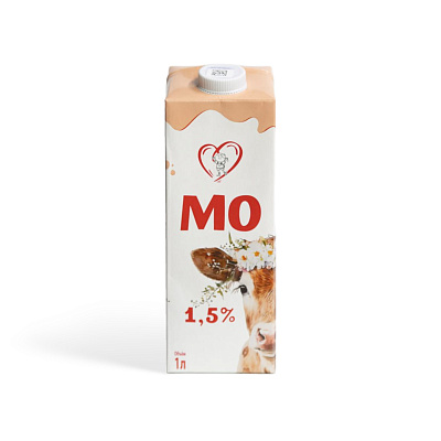 Молоко стерилизованное питьевое 1,5% ТМ Молочный Мир 1л