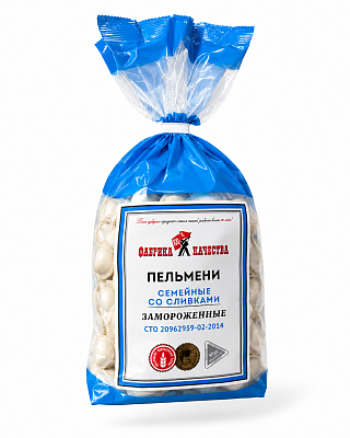 Пельмени Семейные со сливками ТМ Фабрика качества 1 кг