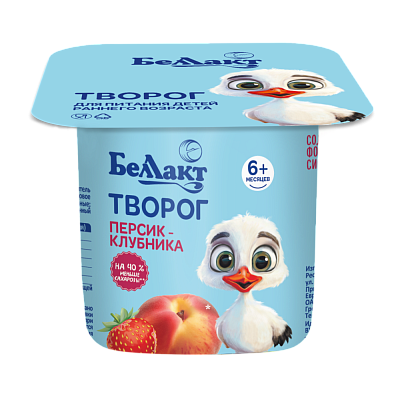Творог для детей раннего возраста Персик-Клубника 4% 100гр Тм Беллакт