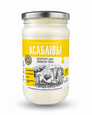 Йогурт Лимон-чиа А2 2,1 % Тм Асаблiвы 330 гр