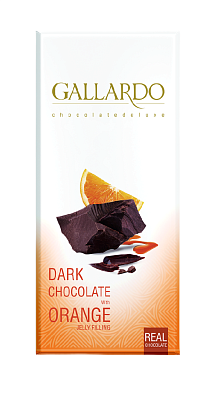 Шоколад Галлардо горький с начинкой со вкусом апельсина 80 гр