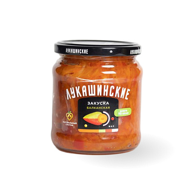 Закуска Балканская из сладкого перца и моркови ТМ Лукашинские 450 гр