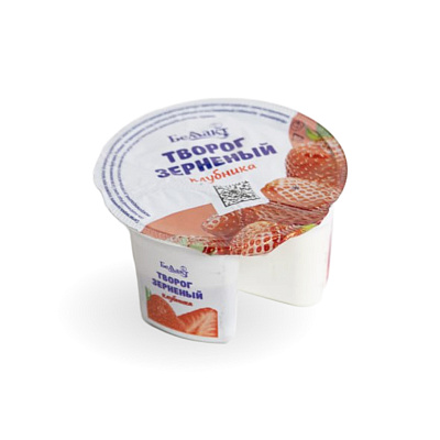 Творог зерненый с клубникой в полимерном стакане 5% 130гр Тм Беллакт