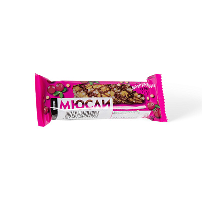 Батончик мюсли Злаки с вишней и  ананасом частично глазированные 33 гр Спартак