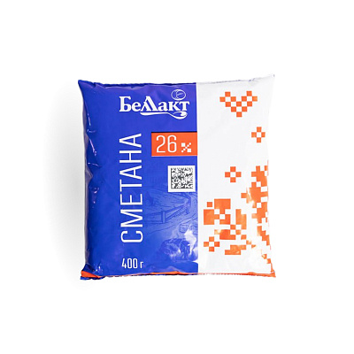 Сметана в полимерной пленке 26% 400 гр Тм Беллакт
