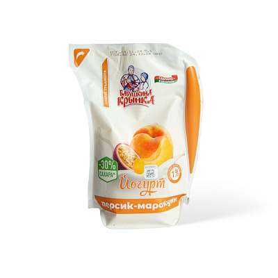 Йогурт Персик-маракуйя 1% ТМ Бабушкина крынка 900 гр