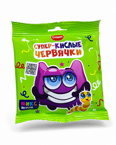 Конфеты Супер кислые червячки ТМ Слодыч 75 гр