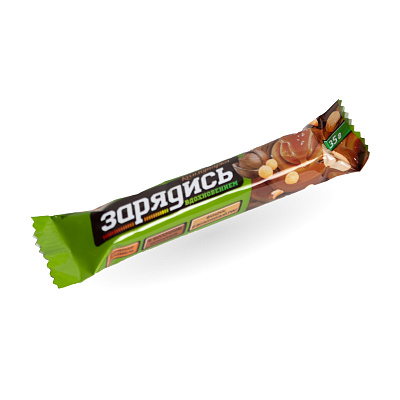 Конфета глазированная Батончик Зарядисьс фундуком и воздушным рисом Коммунарка 40 гр