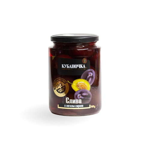 Слива в легком сиропе ТМ Кубаночка 0.75 л