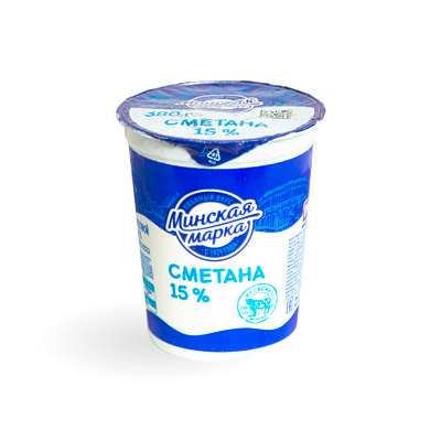 Сметана Минская марка 15 %  380 гр.Минск БЗМЖ