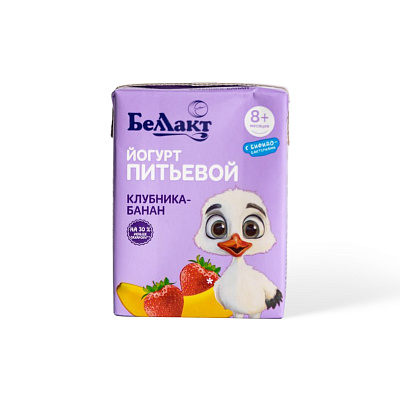 Йогурт питьевой для детей раннего возраста клубника-банан 210 гр Тм Беллакт 