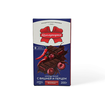 Шоколад темный с начинкой вишня перец Коммунарка 180 гр