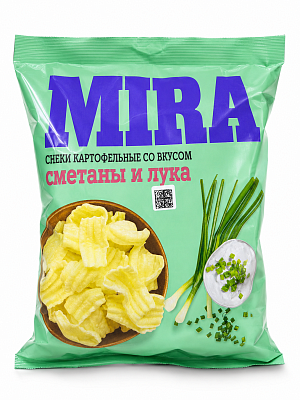 Снеки картофельные Мира со вкусом сметаны и лука Тм Мира 160 гр