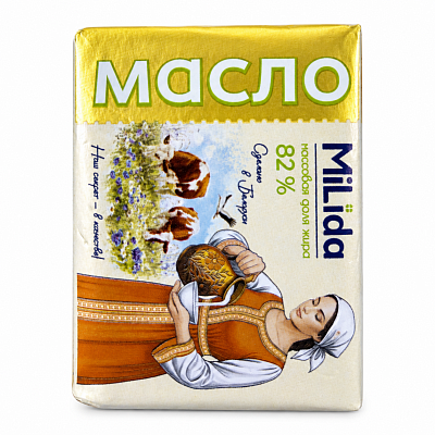 Масло сладкосливочное несоленое 82% ТМ Milida 180 гр
