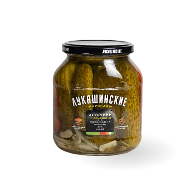 Огурчики маринованые по-домашнему со сладким перцем ТМ Лукашинские 670 гр