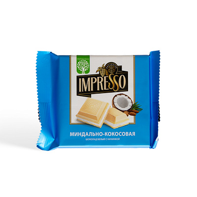 Шоколад IMPRESSO белый с миндально кокосовой начинкой ОАО Спартак 75 гр