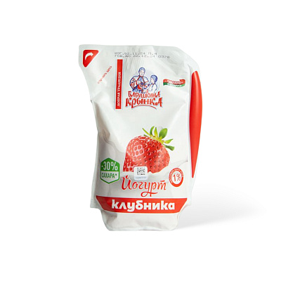 Йогурт Клубника 1% ТМ Бабушкина крынка 900 гр