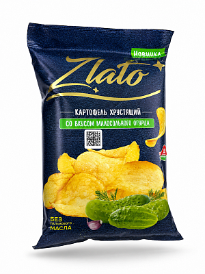 Картофель хрустящий Zlato со вкусом малосольного огурца Тм Мира 70 гр