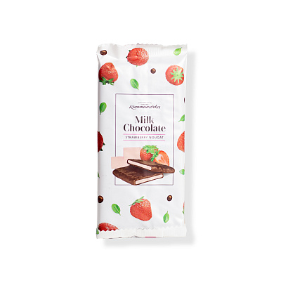 Шоколад Молочный с начинкой нуга с клубникой 80 гр Коммунарка