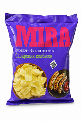 Снеки картофельные Мира со вкусом баварских колбасок Тм Мира 160 гр