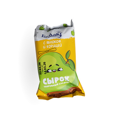 Сырок творожный сладкий с яблоком и корицей 7% в полимерной пленке ТМ Беллакт 100г