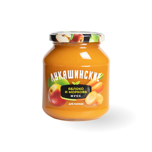 Мусс яблочно-морковный фитнес ТМ Лукашинские 370 гр