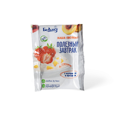 Каша овсяная с молоком с клубникой и персиком быстрого приготовления Беллакт 30 гр