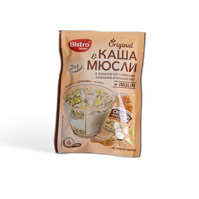 Каша и мюсли пять злаков со сливками, орехами и карамелью ТМ Gurmina 40 г