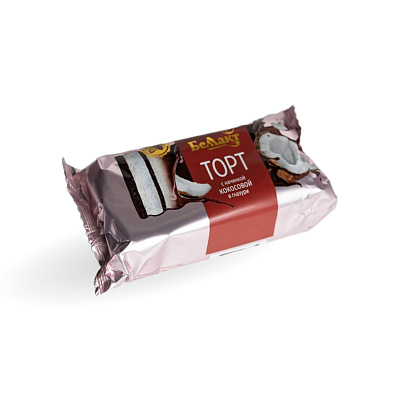 Торт творожный с кокосовой начинкой в глазури 24% 200гр Тм Беллакт