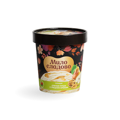 Мороженое пломбир с грушей и грецким орехом 15 % ТМ Милосладово 285 гр