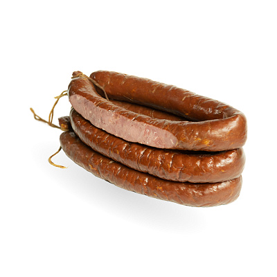 Колбаса полукопченая Деревенская из говядины Пинский МК