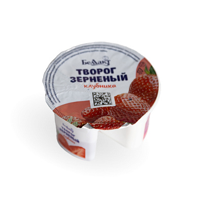 Творог зерненый с клубникой в полимерном стакане 5% 130гр Тм Беллакт