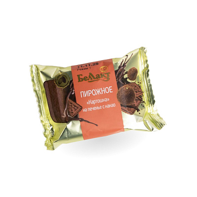 Пирожное с творогом с печеньем Картошка в глазури 24% 75гр Тм Беллакт