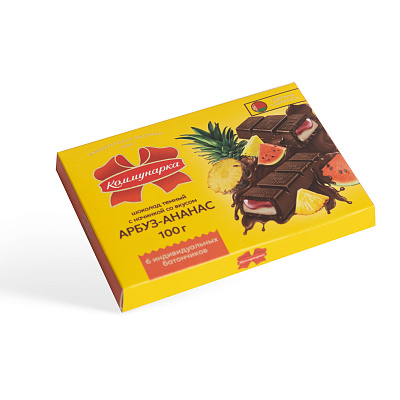 Шоколад темный с начинкой со вкусом арбуза и ананаса Коммунарка 100 гр