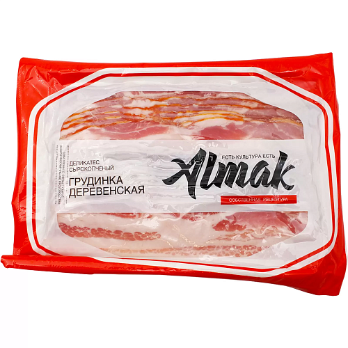 Грудинка сырокопченая Деревенская Тм Альмак 500г