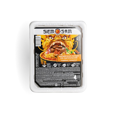 Лапша быстрого приготовления Siem Sam по-сычуаньски со вкусом тушеной говядины 80 гр
