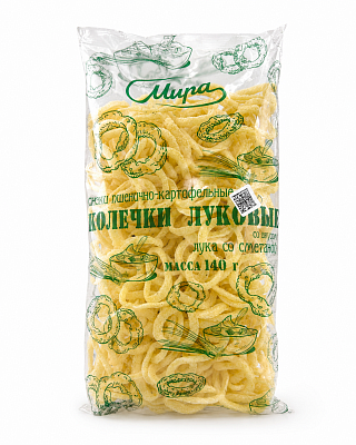 Снеки пшенично-картофельные Колечки луковые со вкусом лука со сметаной Тм Мира 140 гр