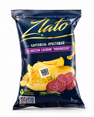 Картофель хрустящий Zlato со вкусом салями Миланская Тм Мира 70 гр