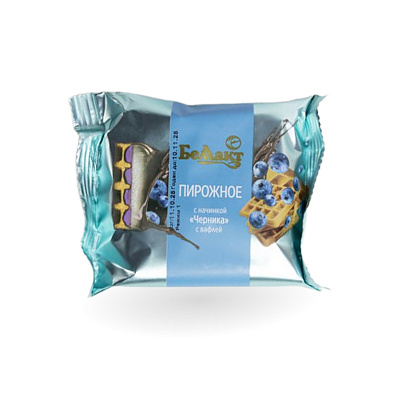 Пирожное с творогом с черничной начинкой на вафле 23 % 100гр Тм Беллакт